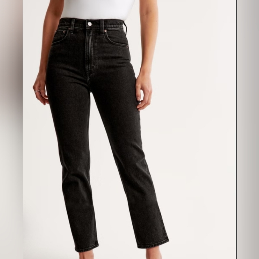 Abercrombie Ankle Straight Ultra High-Rise Women's Jeans - Black 14/ 32